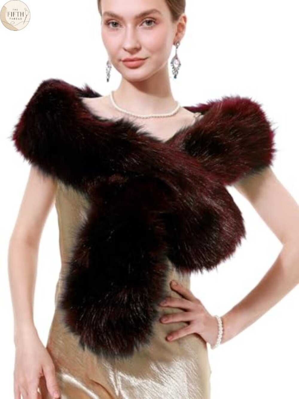Faux Fur Collar Neck Warmer Scarf Wrap Winter Shawl
